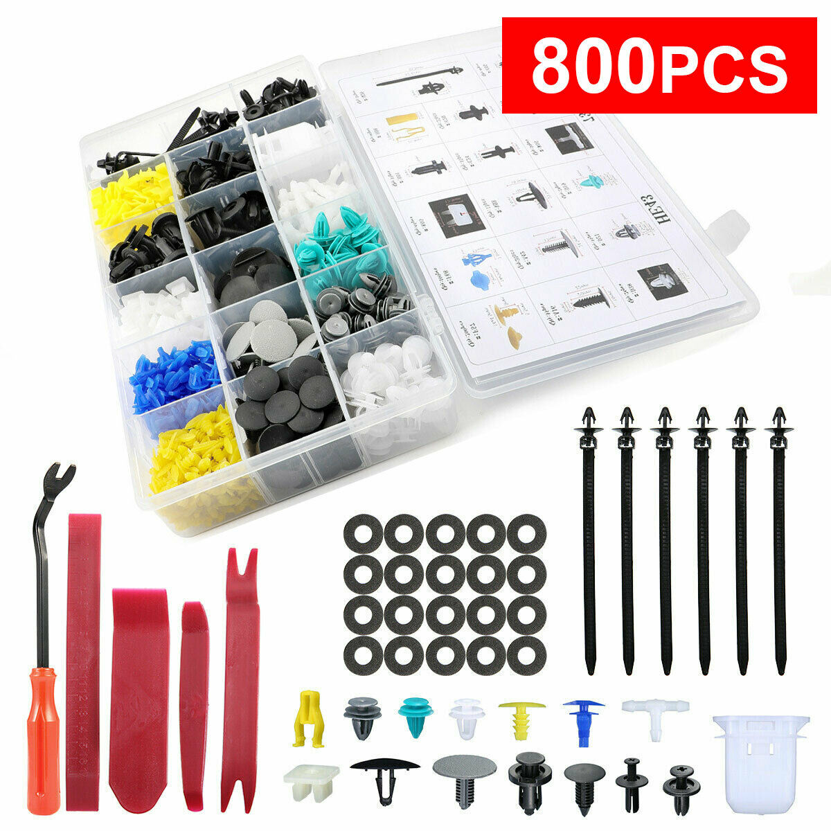 800PCS Car Trim Body Clips Kit Rivet Retainer Door Panel Bumper Plastic Fastener