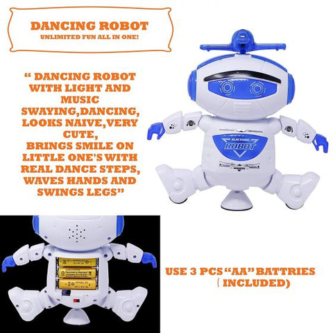 360 Rotation Electric Smart Space Walking Dancing Robot With Music & 3D Light - Multicolor