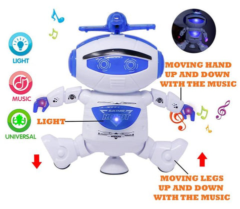 360 Rotation Electric Smart Space Walking Dancing Robot With Music & 3D Light - Multicolor