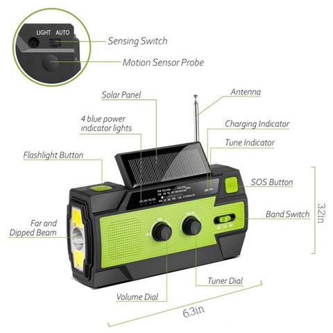 4000mAh Hand Crank Flashlight Radio