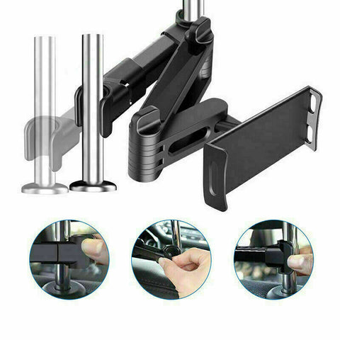 Car Back Seat Headrest Long Mount Extendable Universal Holder iPad Tablet Rotate