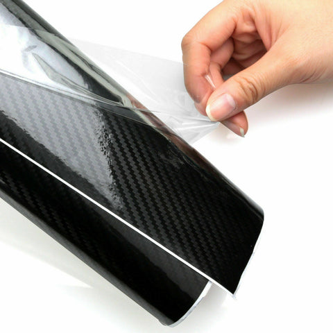 6D Gloss Black Carbon Fibre Fiber Vinyl Car Wrap Air Release Film 1.52M x30cm