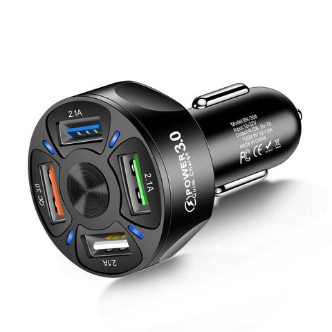 12V Car Cigarette Lighter Socket Dual QC3.0 USB Ports Fast Charger Power Adapter