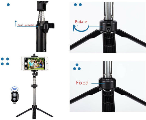 Unipod Selfie Stick Handheld Tripod Bluetooth Shutter For iPhone 12 Pro Samsung