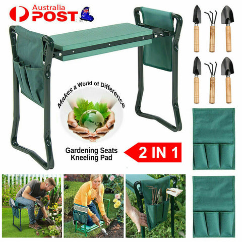 2 in1 Garden Seat Kneeler Foldable with 2 Tool Pouch Home Outdoor Bench Knee Pad