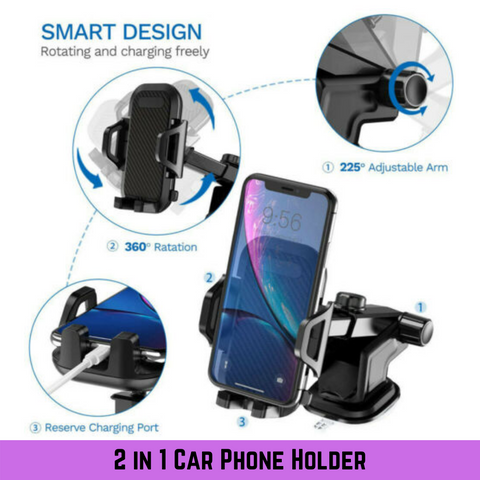 Universal 360° Windshield Mount Car Holder Cradle Long Neck For iPhone12 Samsung