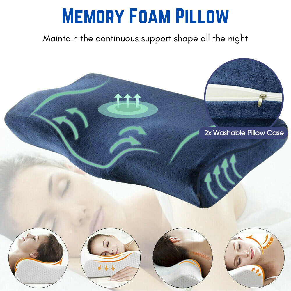 Health Care Memory Foam Neck Pillow Cushion Support Rebound Contour Pain Relief