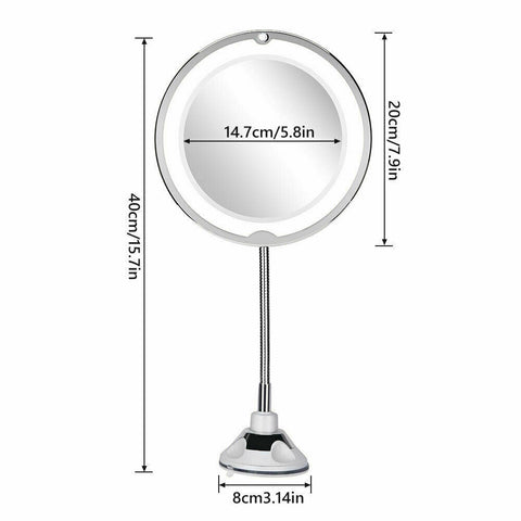 360° Rotation & 10X Magnifying Makeup Mirror With LED Light