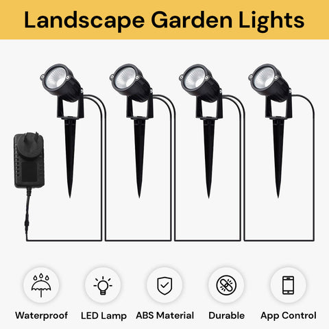 4 Pack LED RGB Bluetooth Smart Garden Lights