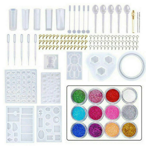 290pcs DIY Jewelry Mould Handmade Crystal Mould Set Silicone Resin Mold Kit