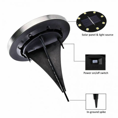 4Pcs LED Solar Powered In-Ground Lights