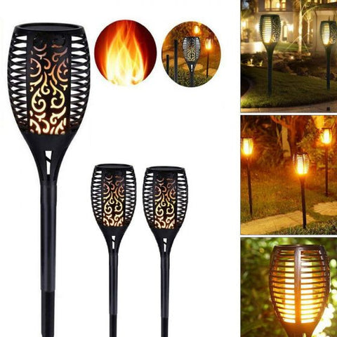 2Pcs Outdoor Solar Flame Torch Lights