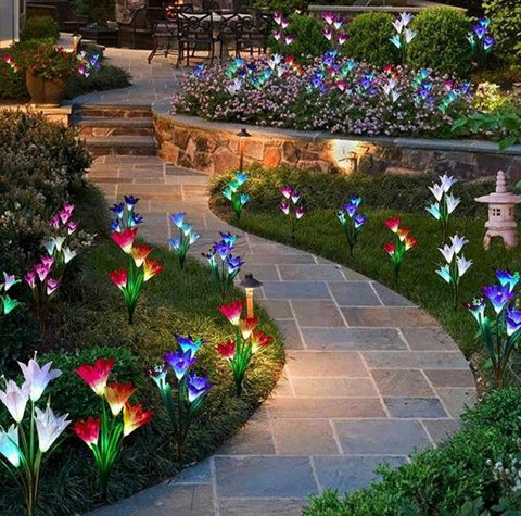 2Pcs Solar Garden Flower Light