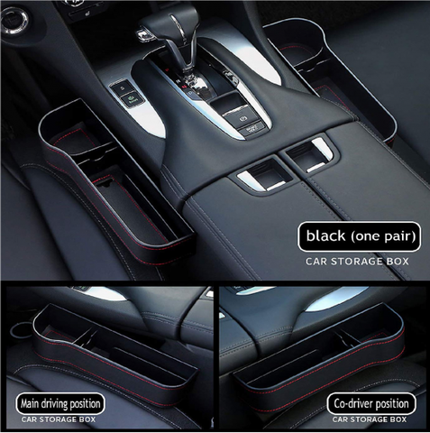 2Pcs Car Seat Gap Filler Organizer Storage Box Front Seat Console Side Pocket for Cellphones Keys Cards Wallets Sunglasses