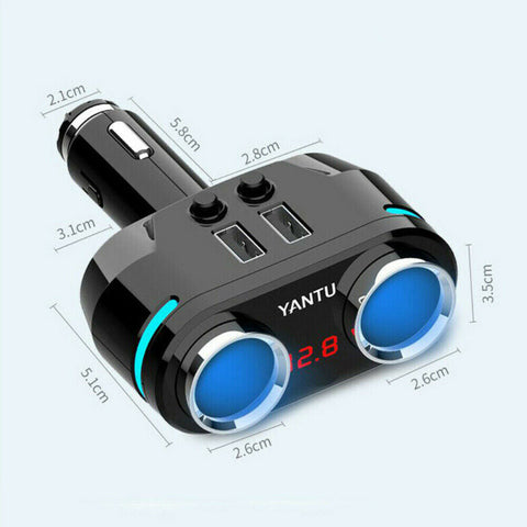 Car Charger Cigarette Lighter Power Adapter 12V 3.1A Dual USB Socket Splitter