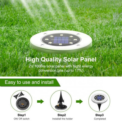 4Pcs LED Solar Powered In-Ground Lights