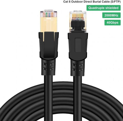 10M High Speed 26AWG Cat8 LAN Network Cable 40Gbps, 2000Mhz with Gold Plated RJ for Modem, Router/Gaming/Xbox45 Connector