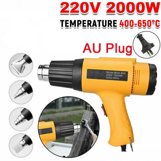 2000W Electric Heating Hot Air Heat Gun Tool 400-650â„ƒ Temperature with Nozzles