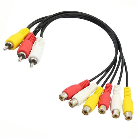 25cm 3 RCA Male Plug to 6 RCA Female Jack cable