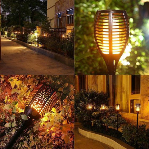 2Pcs Outdoor Solar Flame Torch Lights