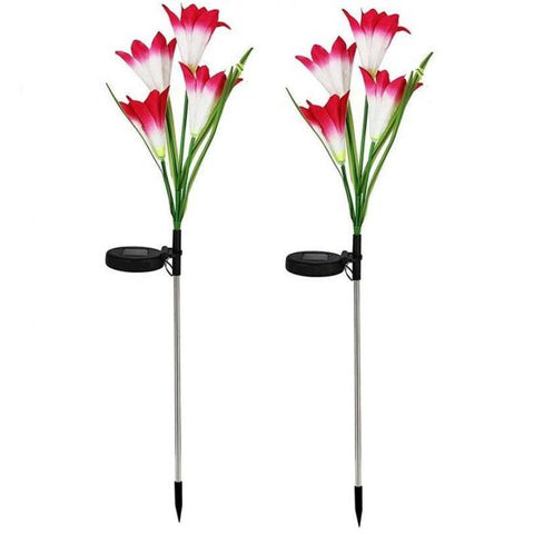 2Pcs Solar Garden Flower Light