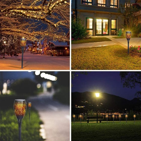 2Pcs Outdoor Solar Flame Torch Lights