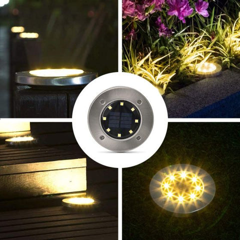 4Pcs LED Solar Powered In-Ground Lights