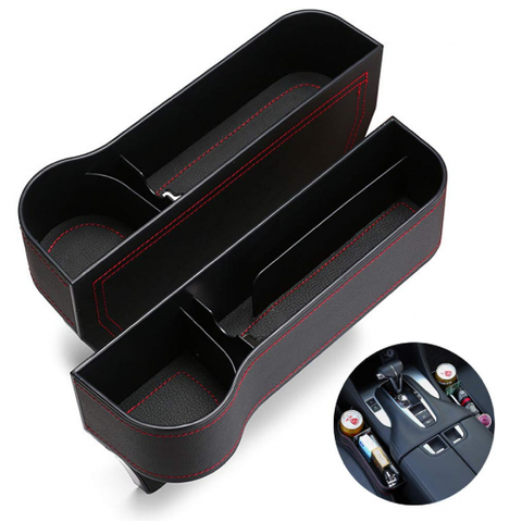 2Pcs Car Seat Gap Filler Organizer Storage Box Front Seat Console Side Pocket for Cellphones Keys Cards Wallets Sunglasses