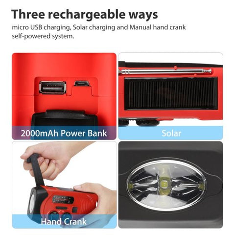 2000mAh Hand Crank Flashlight Radio