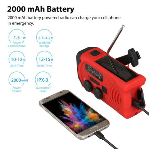 2000mAh Hand Crank Flashlight Radio