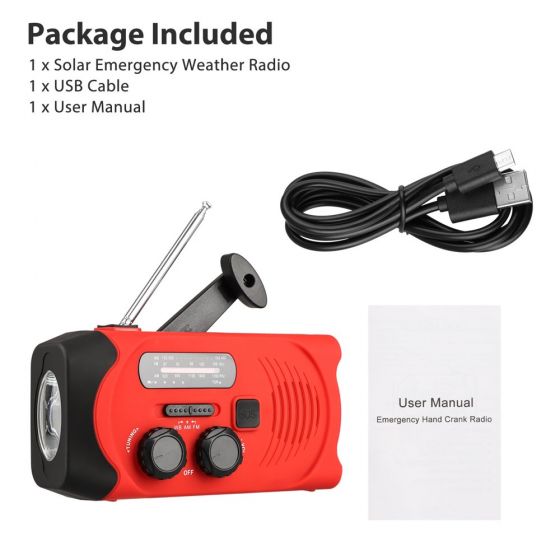 2000mAh Hand Crank Flashlight Radio