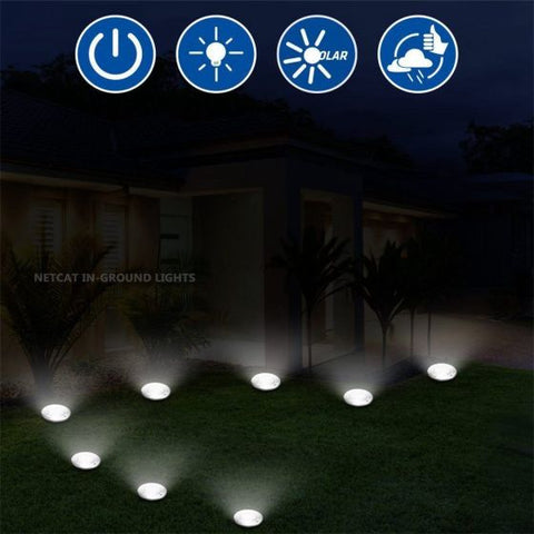 4Pcs LED Solar Powered In-Ground Lights