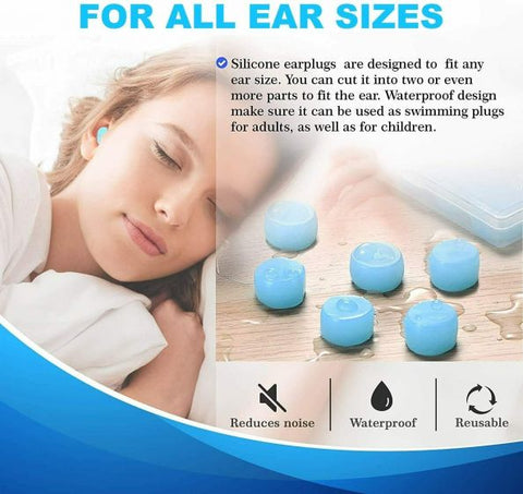 3 Pairs Soft Reusable Moldable Silicone Earplugs Noise Cancelling Earplugs Sound Blocking Ear Plugs for Swimming Sleeping Snoring Studying Snoring