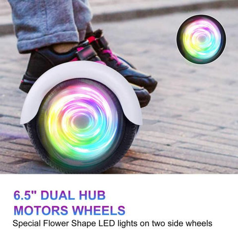 Hoverboard with Bluetooth Speaker, 6.5"Description: Self Balancing Scooter with LED Wheels and LED Lights Hover Board for Adults Kids