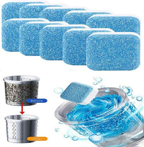 12 Pieces Solid Washing Machine Cleaner Effervescent Tablet Washer Cleaner for Bath Room Kitchen