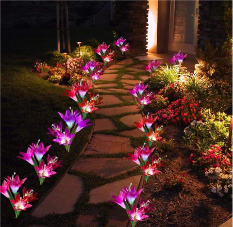 2Pcs Solar Garden Flower Light