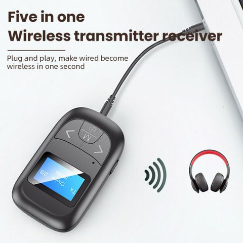 2 in 1 Bluetooth 5.0 Receiver Transmitter w/ LCD Screen 3.5mm AUX Audio Adapter