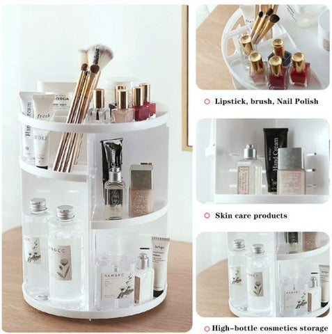 360 Degree Rotating dressing case Plastic Makeup Cosmetics Storage Box Skin Care Products Storage Rack