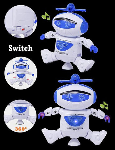 360 Rotation Electric Smart Space Walking Dancing Robot With Music & 3D Light - Multicolor