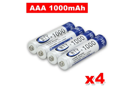 4pcs 1000mAh AAA Rechargeable Battery NI-MH 1.2V Recharge Batteries