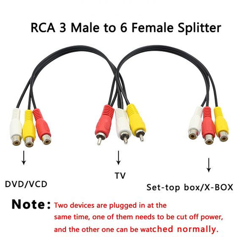 25cm 3 RCA Male Plug to 6 RCA Female Jack cable