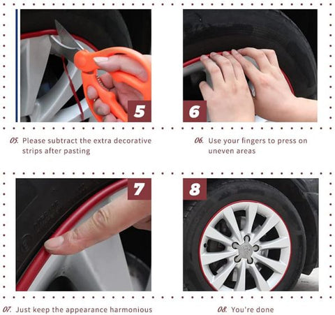 8M Car Wheel Hub Rim Edge Protector Ring Tire Guard Sticker Rubber Strip