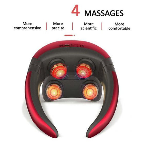 4D Magnetic Therapy Electric Neck Massager Cervical Stimulator USB Charging