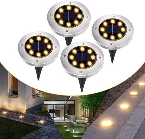 4Pcs LED Solar Powered In-Ground Lights