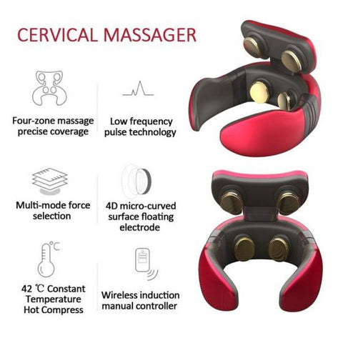 4D Magnetic Therapy Electric Neck Massager Cervical Stimulator USB Charging