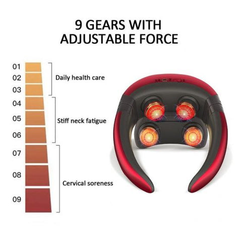 4D Magnetic Therapy Electric Neck Massager Cervical Stimulator USB Charging