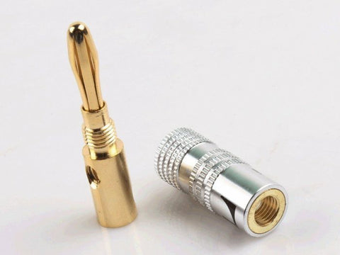 2pcs  24K Gold Plated Speaker Cable Wire Connector 4mm Banana Plug