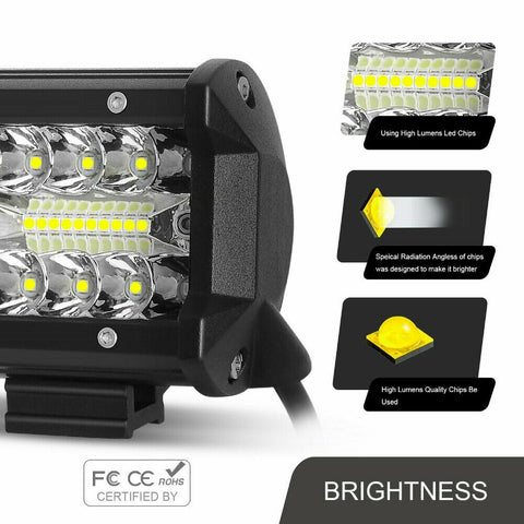 Pair 200W 4" inch Work Lights CREE Spot Flood LED Light Bar Reverse 4WD 12V 24V