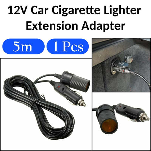 5m Car Cigarette Cigar Lighter Extension Adapter Plug Cable Cord Lead Socket 12V