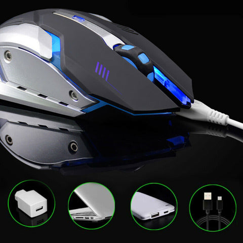 LED Wired Wireless Gaming Mouse USB Ergonomic Optical For PC Laptop Rechargeable